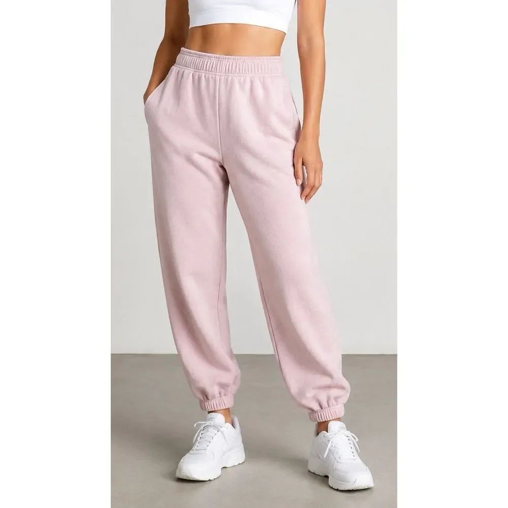 Athleta Pink Jogger Sweatpants Size M Cozy Lounge Athleisure Pockets